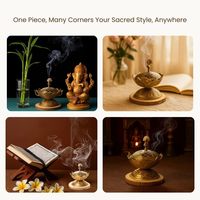 Brûleur d'encens en laiton doré Lotus, porte-encens Dhoop Dani et Sambrani avec bougie, lanterne décorative antique pour Pooja
