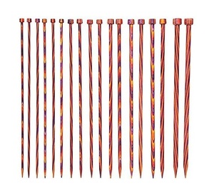 Ensemble d'aiguilles à tricoter droites en bois de sheesham, pointe unique, US 4-11 (Radiant 10") - Product Image 1