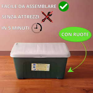 Progarden Pandorino verde 80x58x51h cm panca portaoggetti con ruote multiuso doppio coperchio prodotto da giardino - Product Image 3