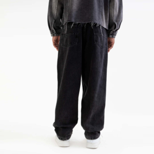 OEM Custom Men's Winter Washed Baggy Denim Pants Loose Oversize Vintage <b>Skate</b> Fit Pockets Stretch Straight Mid Waist 100% Cotton - Product Image 6