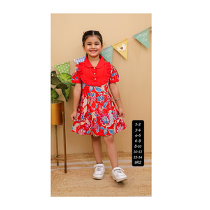 ชุดเดรสผ้าฝ้ายสำหรับเด็กผู้หญิงเสื้อผ้าเด็กน้ำหนักเบาและระบายอากาศได้ดีพิมพ์ลายดอกไม้ฤดูร้อน - Product Image 2