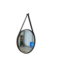 Modern Nordic Style Brass <b>Wall</b> <b>Hanging</b> Irregular Shape Metal Framed <b>Mirror</b> Adjustable Leather Belt for Hotel Bathroom Project - Product Image 1