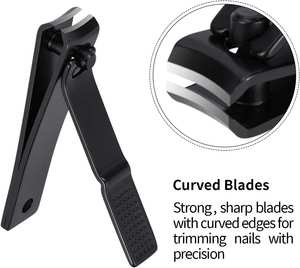 Ultra Sharp 6PCs Nail Clipper Set para hombres Acero inoxidable negro con hoja curva Toenail Clippers Catcher - Product Image 4