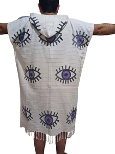 Nouveau Poncho turc nouveau mauvais œil coton tissu Cape séchage rapide à motifs taille Standard femmes hommes grand confortable lavable - Product Image 5