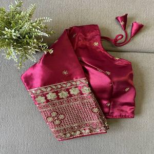 Soie Semi Gaji attrayante avec le fabricant de chemisiers brodés Zari et paillettes de Surat au taux le plus bas - Product Image 1