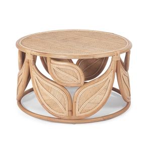 Table basse ronde en rotin naturel faite à la main de haute qualité avec dessus de table en verre OEM taille personnalisée basse quantité minimale de commande acceptable Made in Vietnam - Product Image 2