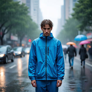 Veste coupe-vent à capuche pour homme, décontractée, imperméable, à séchage rapide, respirante, écologique, pour le camping, couleur personnalisée - Product Image 4