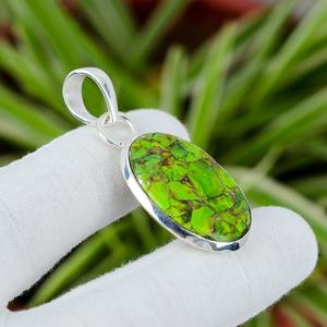 ทองแดงสีเขียวพลอยเทอร์ควอยซ์งานแต่งงานของขวัญที่ดีที่สุดสําหรับสาว 925 จี้เงินสเตอร์ลิงพร้อมแสตมป์ 925 จี้เงินเครื่องประดับ - Product Image 5