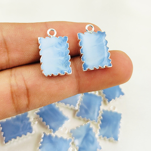 Quartz clair tranche lisse pendentif en pierres précieuses Zig Zag bords 925 argent galvanisé pierre de naissance naturelle 16x12mm troisième pendentif à breloque - Product Image 6