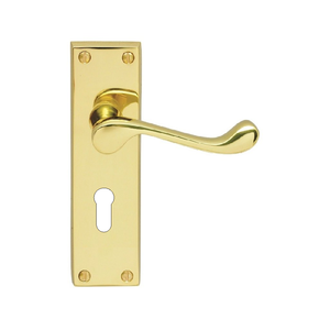 Palanca de Metal duradero, manija de puerta de perfil europeo, tornillo de bloqueo, acabado pulido de latón para el hogar, oficina, cocina, sala de estar, dormitorio, uso - Product Image 4