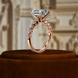 1ct Emerald Lab Grown Diamond Engagement <b>Ring</b>, 14k Yellow Gold Eternity Band <b>Ring</b>, IGI Certified Diamond <b>Ring</b>, Pave <b>Set</b> <b>Ring</b> - Product Image 4