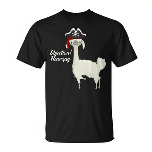 T-shirt Alpaca Objection Hearsay unisex per adulti, taglia media, nera, girocollo, manica corta, stampa digitale - Product Image 2