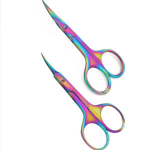 Portable Rainbow <b>Nail</b> <b>Scissors</b> Set Curved Straight Stainless Steel Cuticle Eyebrow Trimming <b>Scissors</b> - Product Image 1