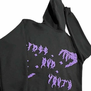 เสื้อฮู้ดผ้าฝ้ายผสมมีฮู้ดพิมพ์ลายพัฟกำหนดโลโก้ได้เองขนาดใหญ่พิมพ์ลาย - Product Image 2