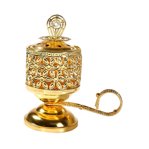 Brûleur d'encens religieux en laiton doré, petit brûleur à huile, encensoir en fer à dentelle, four conique, diffuseur d'aromathérapie Bakhoor 100% naturel - Product Image 2