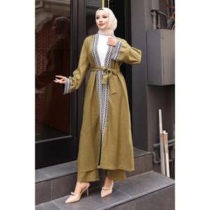 Ensemble Kimono Olive MSW19251-4, hauts mi-longs décontractés, 2 pièces, 100% coton, manches longues, col rond - Product Image 3