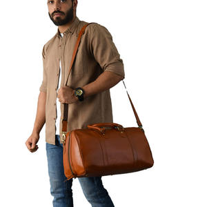 Weekender personnalisé en cuir PU végétalien sac polochon de voyage décontracté pliable avec fermeture à glissière en cuir véritable élégant - Product Image 5