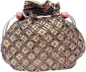 Sac Potli de créateur fantaisie dernier cri pour cadeaux de mariage, sac à main de mariée avec cordon de serrage, vente en gros, sacs à poignet avec des travaux de Gota - Product Image 1