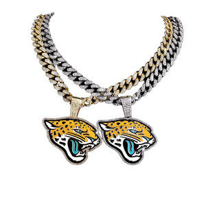 Colgante de Moda Unisex Personalizado de Hip Hop Punk Jacksonville Jaguars, Completamente Cubierto de Moissanita, Plata de Ley, Rodio y Chapado en Oro de 14K - Product Image 1