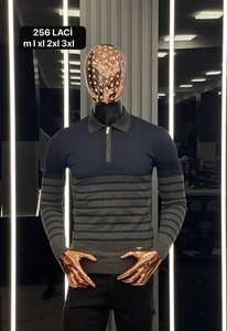 Suéter Casual de Invierno para Hombre, Transpirable, Antiarrugas, con Logotipo Frontal Estampado, Jacquard, Manga Larga, Cálido, 100% Algodón, a Rayas - Product Image 6