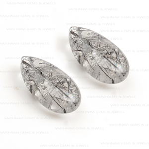 ต่างหูมุกแท้สีดำธรรมชาติคุณภาพสูงขนาด8x16มม. ลูกปัด Briolette รูปทรงลูกแพร์แบบหลวม - Product Image 2