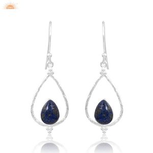 Pendientes Elegantes de Plata de Ley 925 con Piedra de Lapislázuli, Hermosos Pendientes Hechos a Mano para Mujer, Regalo para Ella - Product Image 1
