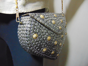 Siver Metal with Mop leaf Clutch Bag Metal Stud Clutch Handmade Sling Bag - Product Image 5