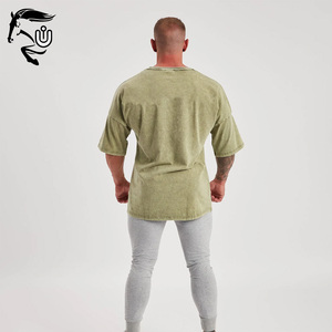 T-shirt de sport pour hommes de haute qualité en gros Logo personnalisé lavage à l'acide en détresse impression meilleur matériel tricoté Style de remise en forme - Product Image 5