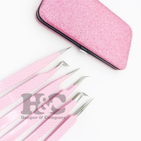 Pince à épiler professionnelle pour extensions de cils Hooper Company HAC-ETS-300 en acier inoxydable, design durable, prise parfaite, lisse/diamantée