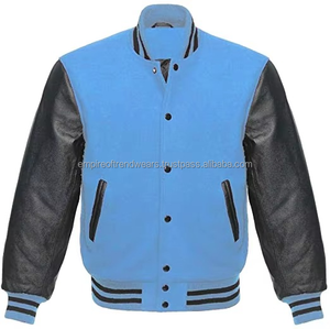 Blouson universitaire homme personnalisé de haute qualité, fin, en laine et cuir enduit, coupe-vent, chauffant, à col montant, vente en gros - Product Image 6