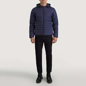 Veste matelassée vintage Tyler Blue Streetwear, décontractée, hiver, en cuir PU enduit, taille XS, à capuche, fermeture éclair, brodée, imperméable - Product Image 4
