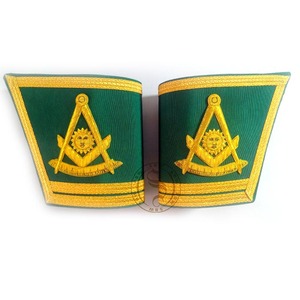 Manchettes maçonniques Regalia Gauntlets-brodées avec frange en couleurs et motifs personnalisés Poignets brodés à vendre - Product Image 3