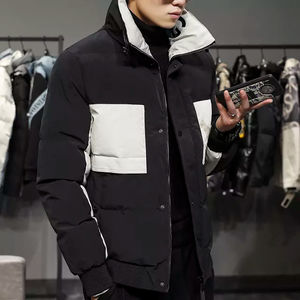 Veste matelassée longue noire en nylon personnalisée avec logo OEM pour homme, manteau d'hiver 2026 avec tissu en toile - Product Image 2