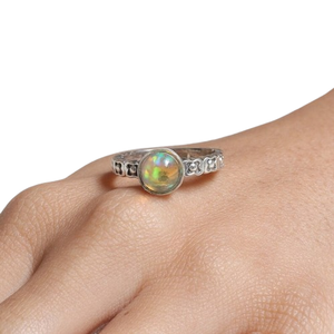 925 Sterling Silver <b>Opal</b> Gemstone Handmade Boho Style <b>Ring</b> Jewelry for Women Wedding & Party Gift - Product Image 1