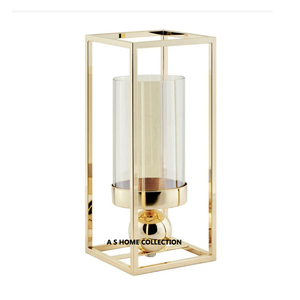 Bougeoir Hurricanes en verre Base en acier inoxydable poli brillant Métal Forme ronde Support décoratif de Noël - Product Image 3