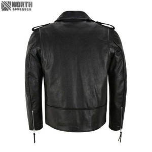 แจ็กเก็ตมอเตอร์ไซด์ของผู้ชายทรงสลิมฟิตแฟชั่นล่าสุดผ้าขนแกะหนังแท้ไซส์ XL สำหรับฤดูหนาว - Product Image 5