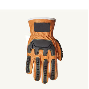 Cuir de chèvre robuste TPR impact Champ pétrolifère Construction industrielle étanche gréeur de travail de sécurité gant de conduite en cuir - Product Image 3