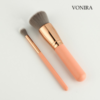 Vonira — Kit de pinceaux à maquillage, outil pour le voyage, très économique, en taille Mini, couleur rose, 6 pièces