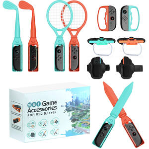 Pack d'accessoires sportifs classiques 18-en-1 pour Nintendo Switch 2 : Clubs de golf et raquettes de tennis compatibles pour le jeu - Product Image 6