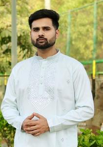 Collection de pyjamas Kurta en soie de qualité supérieure pour hommes avec broderie, style formel, séchage rapide pour les fêtes, toutes saisons - Product Image 3