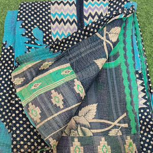 New Baby <b>Quilt</b> Handmade Kantha <b>Bedding</b> Kantha Throw Indian Fish Block Print Baby <b>Quilt</b> Vintage Kantha - Product Image 1