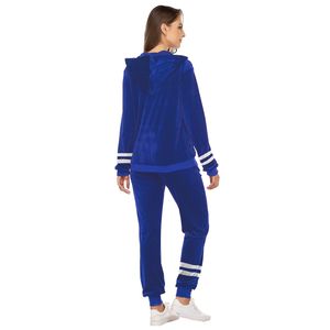 Vêtements de sport pour femmes avec logo personnalisé Ensemble de jogging bleu Nouveau design Pantalon de survêtement long et sweat à capuche décontracté pour l'hiver Logo personnalisable - Product Image 4