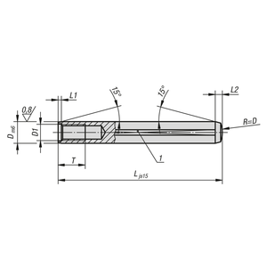 Goupille filetée interne K1909 M10 x 60 en acier trempé de précision - Product Image 3