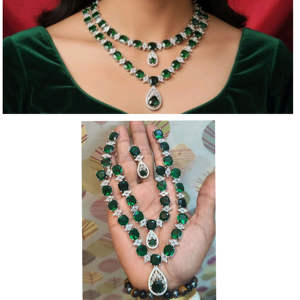 Ensemble collier et boucles d'oreilles ADStone, best-seller, avec un magnifique ensemble de bijoux de mariée en diamants de luxe pour femmes, pour les mariages et les fêtes - Product Image 3