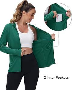 Veste à capuche de sport tendance pour femmes, 100% polyester, tissu tricoté respirant, protection UV UPF 50+, pour la salle de sport, le yoga, l'extérieur - Product Image 6