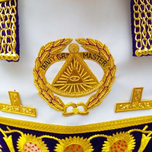 FULLY HAND EMBROIDERED DEPUTY GRAND MASTER <b>APRON</b> WITH COLLAR & CUFFS JEWEL - Product Image 3