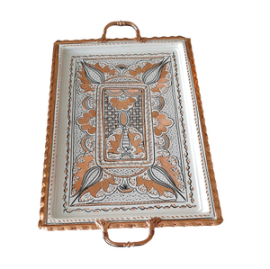 Antique Rectangular <b>Decorative</b> Serving Tray for Home <b>Decor</b> Hotel Coffee Table Traditional Floral Design Tea Snack Platter - Product Image 3