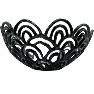 Cuenco de Metal negro de buena calidad con diseño de patrón de onda calado redondo perfecto para decoración elegante del hogar moderno centro de mesa - Product Image 2