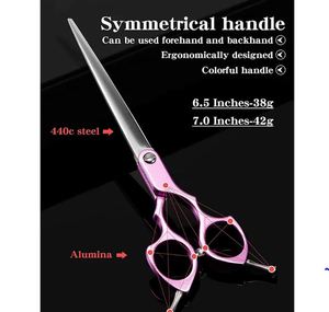 Poignée fantaisie ciseaux de toilettage pour animaux de compagnie professionnel chien coupe de cheveux cisaillement lame tranchante en acier inoxydable ciseaux de coupe pour animaux de compagnie - Product Image 4