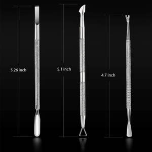 Limpiador de uñas profesional de doble punta estilo cuchillo empujador de cutículas de acero inoxidable con mango de agarre antideslizante - Product Image 2